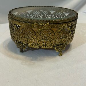 Vintage Ormolu Brass Jewelry Box